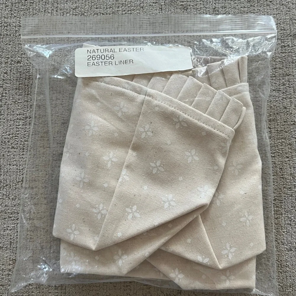 Longaberger Natural Basket Liner Canvas Pleated Ruffle Trim Cream White 269056